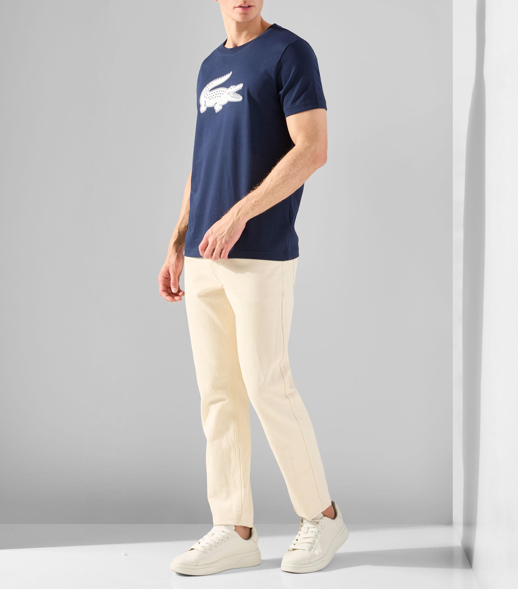 Playera cuello redondo manga corta con logo Hombre